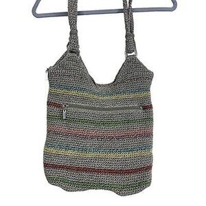 The SAK Belle Purse Crochet Handbag Voyager Stripe Tote Boho Hippie Shoulder Bag